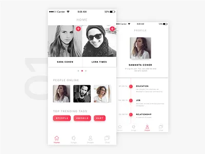 Social network app clean design interface ios messenger mobile screen ui ux