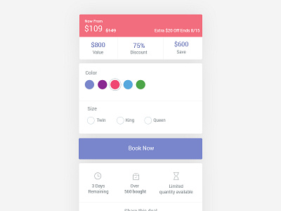 Goods Deal Detail Booking Card homepage interface landing page ui design ux web website widgets