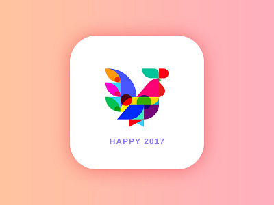 Happy 2017! 2017 app cheers dribbble icon illustration mobile new year rooster ui ux