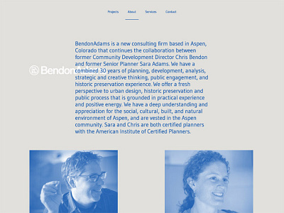 BendonAdams website architecture aspen city planning community historic preservation modern website