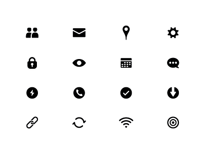 Icon Set calendar download friends icon location messages network power security settings simple ui