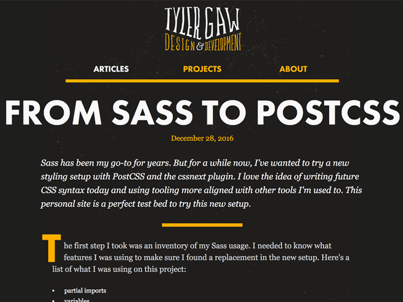 tylergaw.com Article Page Before/After typography