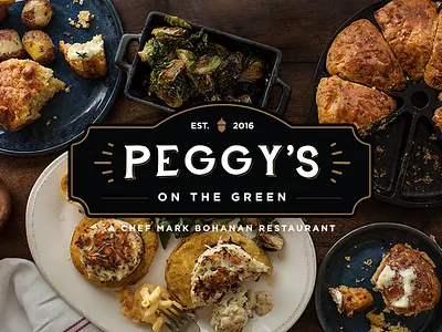 Peggy's On The Green Restaurant Logo black boerne gold logo restaurant southern texas