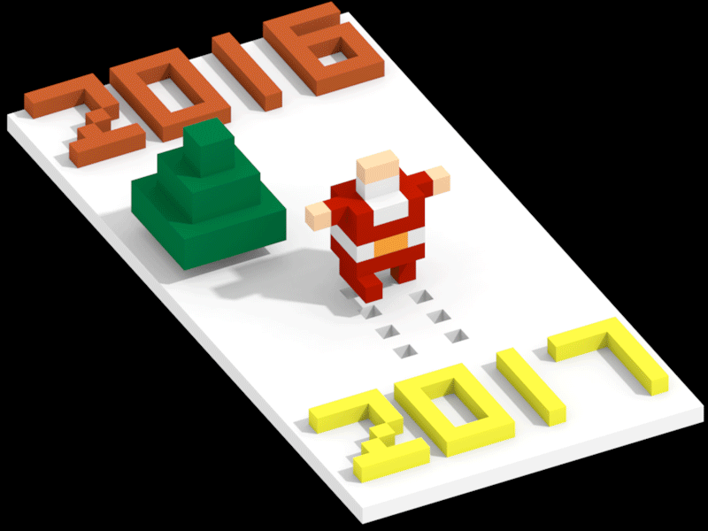 New Year Voxel 2017 animation game loading motion newyear ny santa voxel