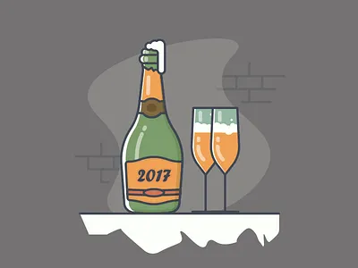 Champagne 100days celebrate champagne drink happy new year lineart minimal