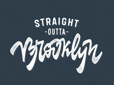 Straight Outta Brooklyn lettering new york offset print retro shirt stamp texture vintage worn