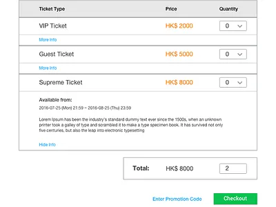 Ticketing Interface event ticket ui ux