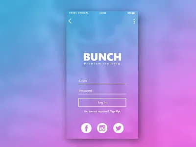 Bunch Login screen application dogs iphone iphone 7 mobile profile ui ux