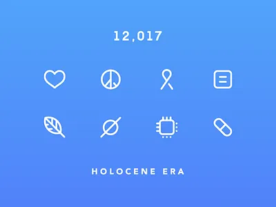 Happy New Year 12,017! 2017 equality heart holocene icons leaf line new year peace ribbon space symbols