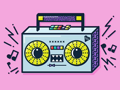 Vector Graffiti Boombox boombox cartoon character eazy life graffiti music neon note radio retro vector