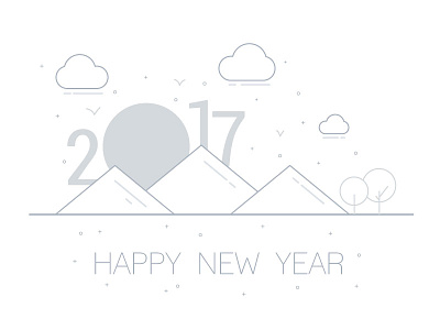 Happy New Year 2017 bye 2016 flat illustration line minimalistic new year simple