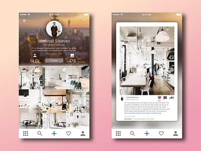 Photo Sharing instagram minimalist photo sharing photography profile social network ui design
