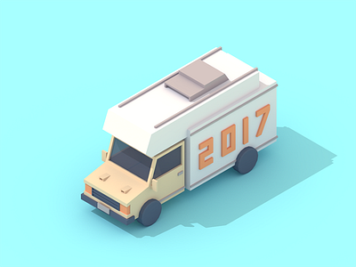 2017 3d isometric low poly truck van vehicle