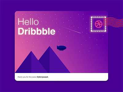 Hello. debut dribbble first postcard sky stamp star thanks