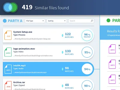 File Comparison Tool card cards comparison equal file list match party results similar type