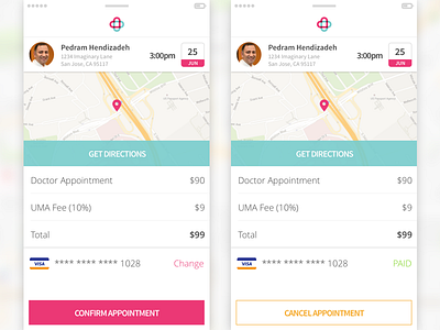 Mobile Health Application app appointment confirmation health ios maps mobile reciept screenshot