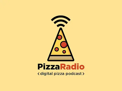 Pizza Logo design digital flat icon illustration logo marketing online pizza podcast radio vector