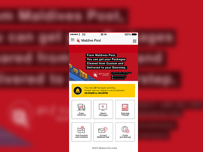 Maldives Post Limited Mobile App Mock-Up 2 app boredom delivery maldives maldives post limited mockup mpl packages post