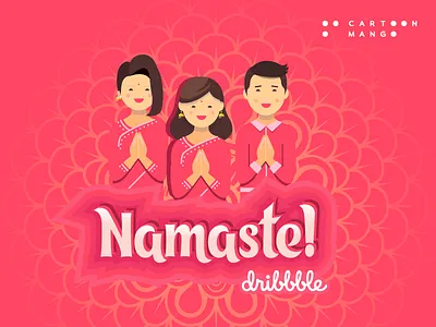 Namaste dribbble debut dribbble flat font illustration namaste pink shot typography