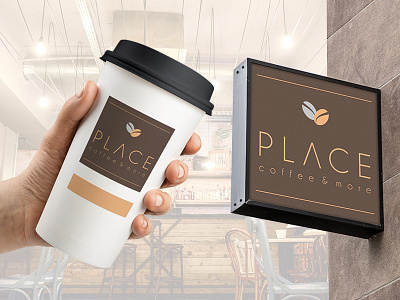 Place Caffe coffee shop logo design magixdesign square design