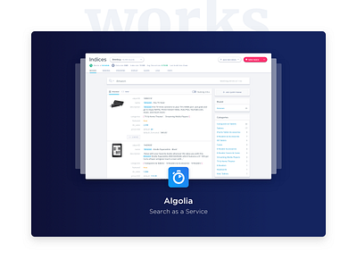 Sneak peek of my next Portfolio algolia blue portfolio works