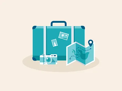 Le Routard #1 camera design flat holidays illustration luggage map travel vector