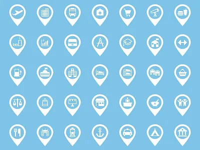 Point of Interest Icon Set dashboard flat icon interest map place point