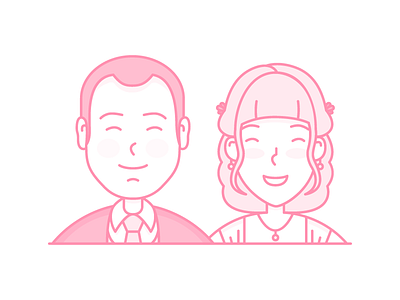 Couple on their wedding day avatar character couple cute icon illustration love people wedding