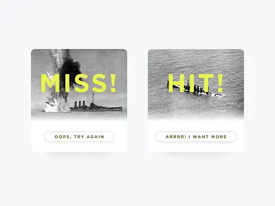 Daily UI #011 - Flash Message (Error / Success) 011 battleship clean dailyui error hit interface minimal miss success ui white