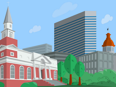 First Baptist Church Banner architecture flat design illustration