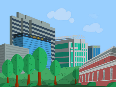 First Baptist Church Banner 2 architecture flat design illustration