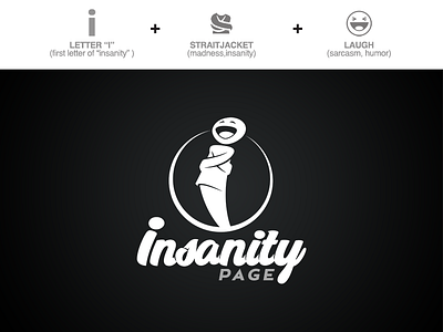 Logo for "Insanity Page" i insanity laugh laughing letter logo madness straitjacket