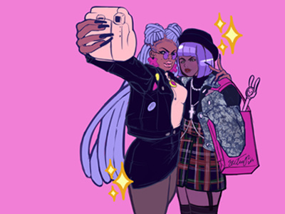 Besties afro art besties black instax kawaii magical girls selfie street fashion