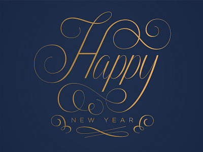 Hello 2017 flourish gold lettering new year script type typography
