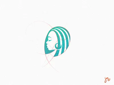 Dreamy Mark Concept dreamy female green grid icon logo mark negative space profile simplistic stripes woman