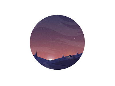 night flat illustration lonely night star