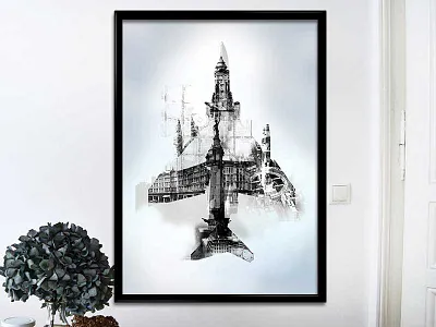 Double Exposure Plane double exposure indianapolis monument plane