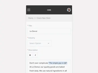 CMS Project app black cms content management system design flat grey minimal personal ui ux