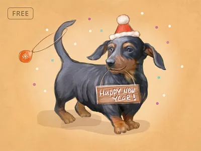 Free New Year Postcard christmas dog free free psd freebie handmade new year photoshop postcard print psd template