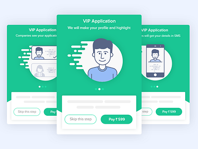 Upgrade to VIP Profile-Slider app board card illustrations mobile on boarding profile slider upgrade