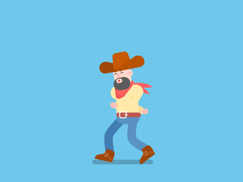 happy cowboy walkcycle