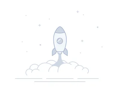 Rocket - light version cloud fire flame icon illustration rocket smoke star window