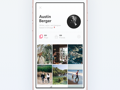 Pops Profile application design ios minimal mobile app profile social ui ux