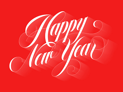 Happy New Year calligraphy colors copperplate design ink lettering letters red swash swashes type type design