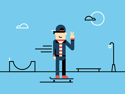 01/52 - Rolling Into 2017 avatar character clean cute dangerdom dominic flask flat fun illustration skateboard skater vector