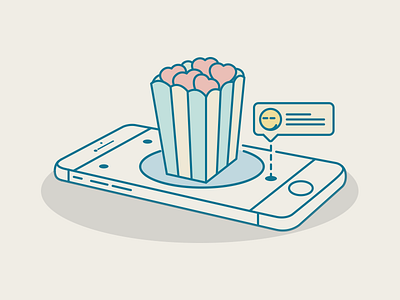 Heartcorn Invitations app cinema corn hear illustration invitation message phone smile vector