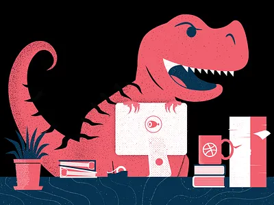 Designasaur dinosaur illustration office painting vector