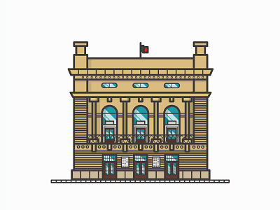 São João National Theater // City of Porto building icon illustration porto