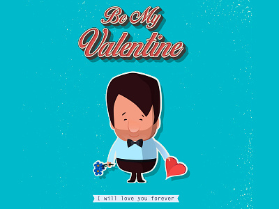 Valentine's Day character illustrations love postcard romantic