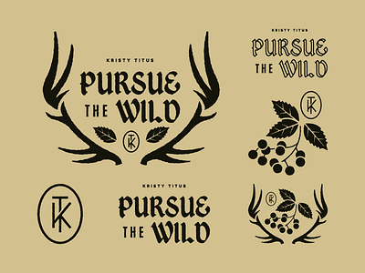 Pursue the Wild antlers brand elk flowers grapes monogram nature oregon grapes plant wild